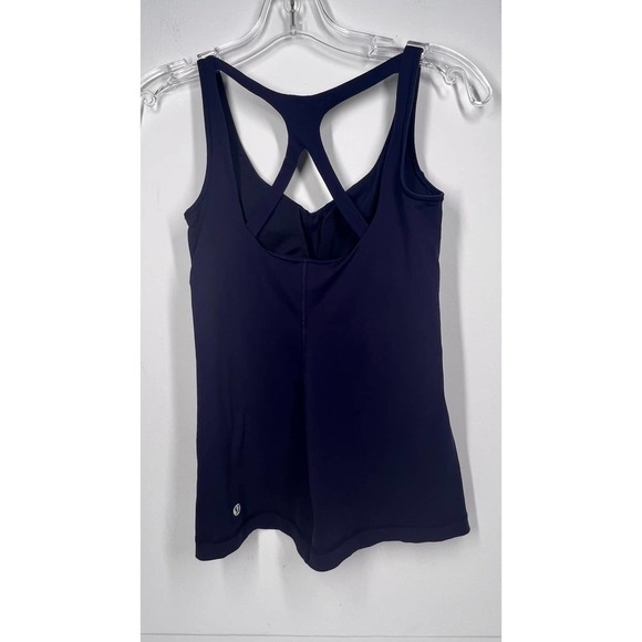 Lululemon Strappy Back Soft Fitted Built-in Bra Tank Navy 4 NWOT - Picture 7 of 10